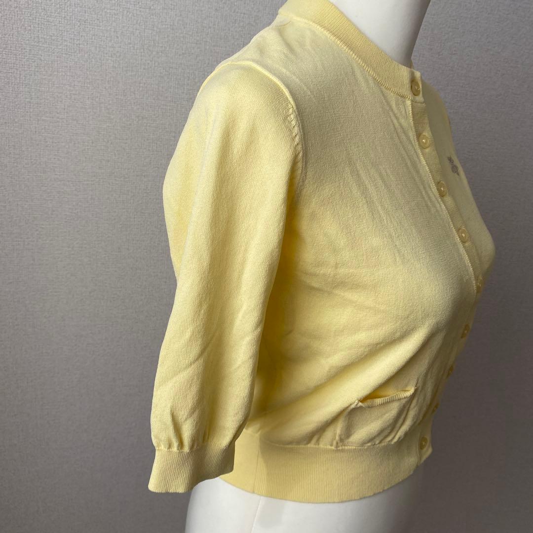 CAPRINO カプリーノ カーディガン ワンポイント 蜂 イエロー 五分袖