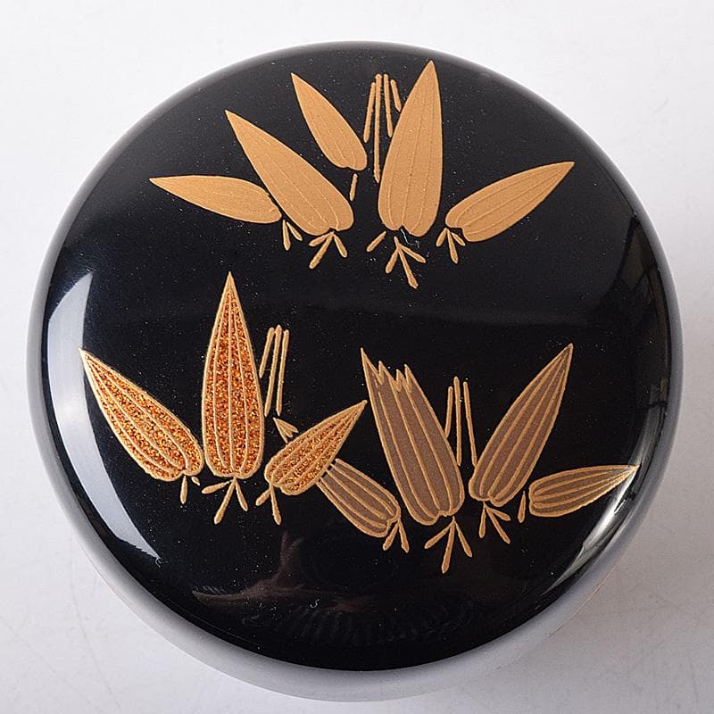 茶道具　山中塗　荒井喜峰作　笹蒔絵　利休棗　共布　共箱　V　7528