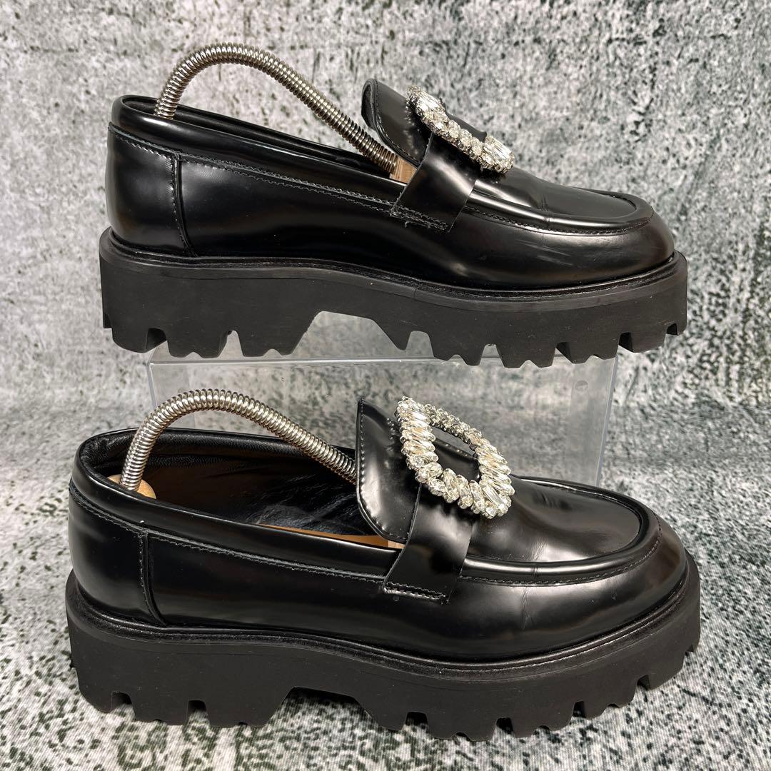 美品 ファビオルスコーニ ローファー ビジュー ブラック 厚底