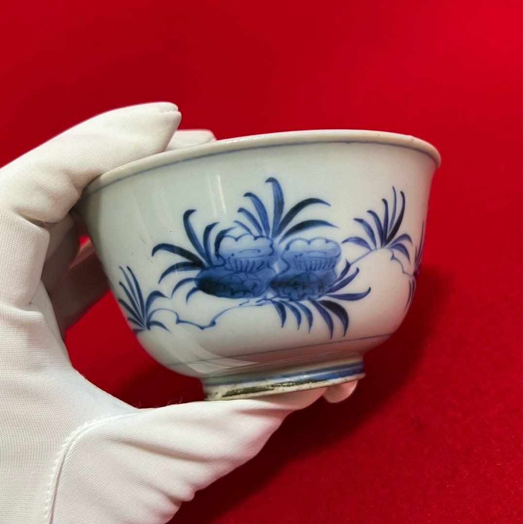 中国美術 古玩 柘榴文 染付 蓋碗 成化年製 蓋付茶碗　コレクション