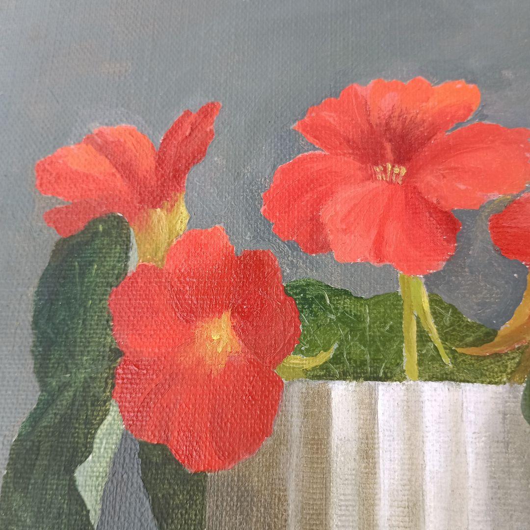 3155）岩戸俊彦　油絵F3号「ナスタチュウム」