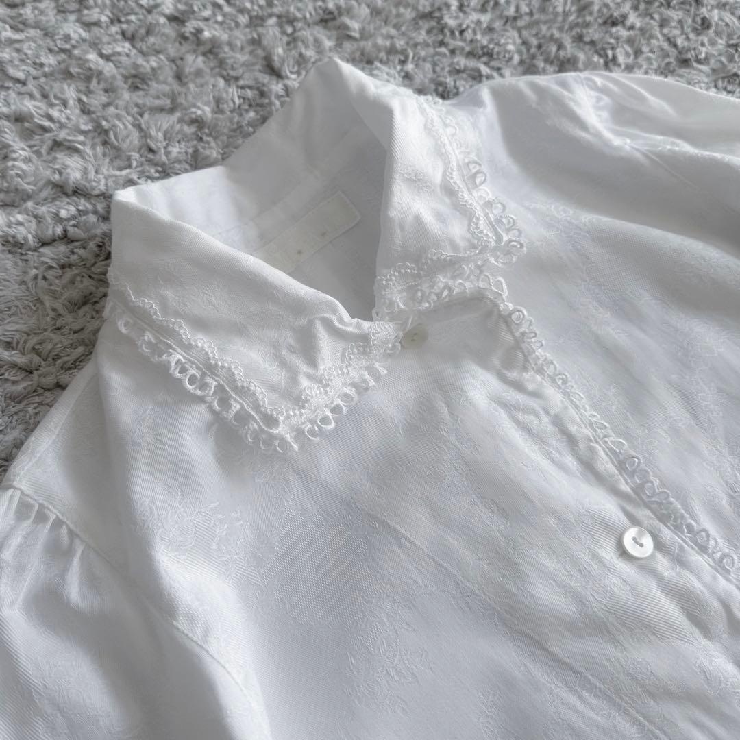 希少【ピコレース×ジャガード（花柄刺繍）】MIYACOミヤコ／シャツジャケット