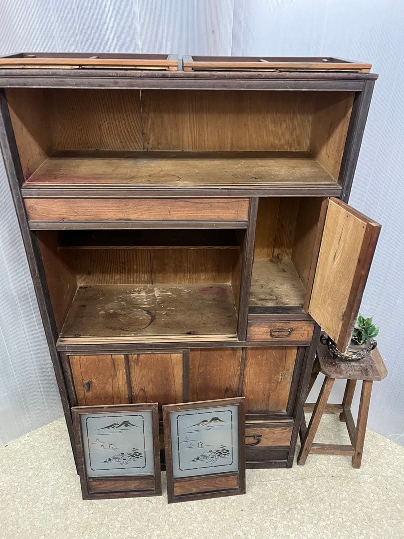 昭和　レトロ　食器棚　古家具　古道具　古民家　ヴィンテージ 木製　インテリア