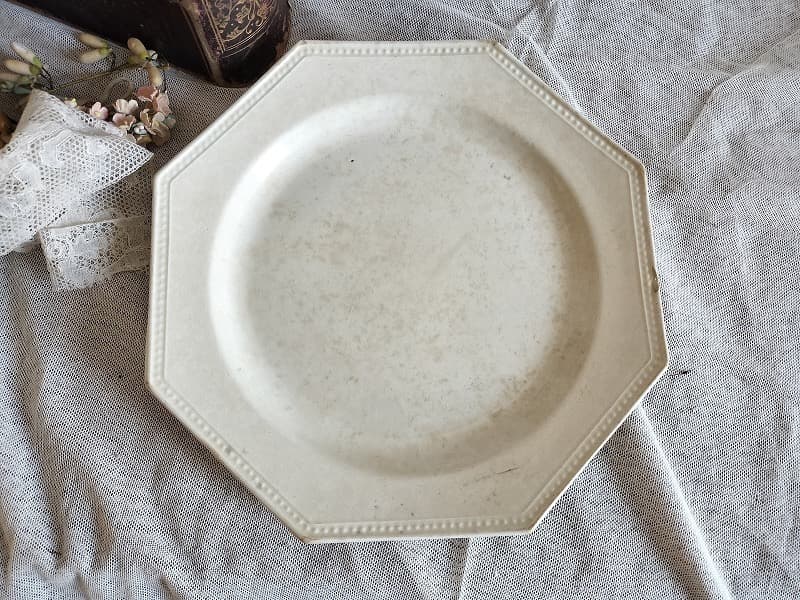 フランス アンティーク クレイユモントロー オクトゴナルプレート 陶器 平皿①