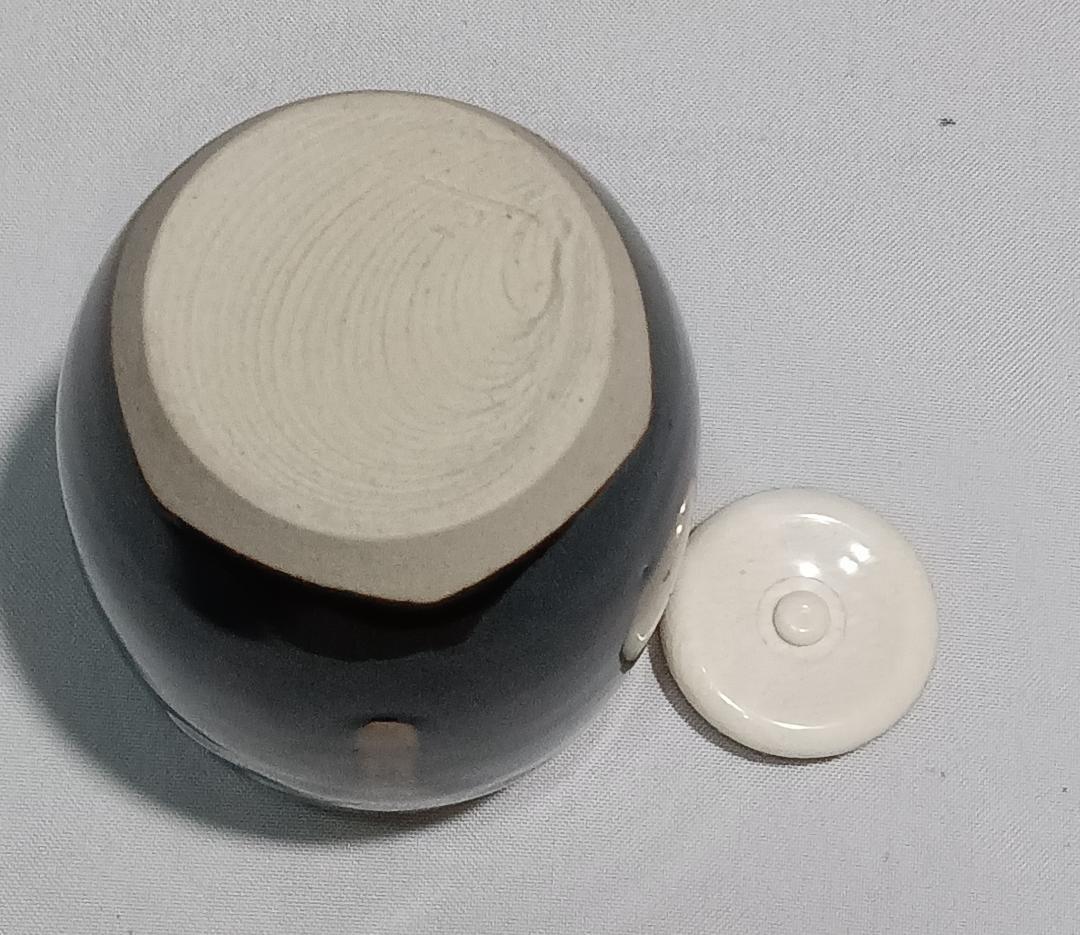 茶道具　京都洛東　桶谷定一作　肩衝茶入　帯鈎文錦仕覆付き　美品！！