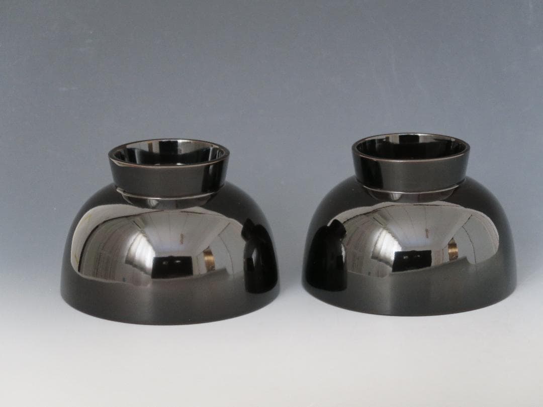 【輪島塗】雑煮椀 塩徳屋漆器店 黒内朱塗 二客揃 布着堅地 天然木 共箱