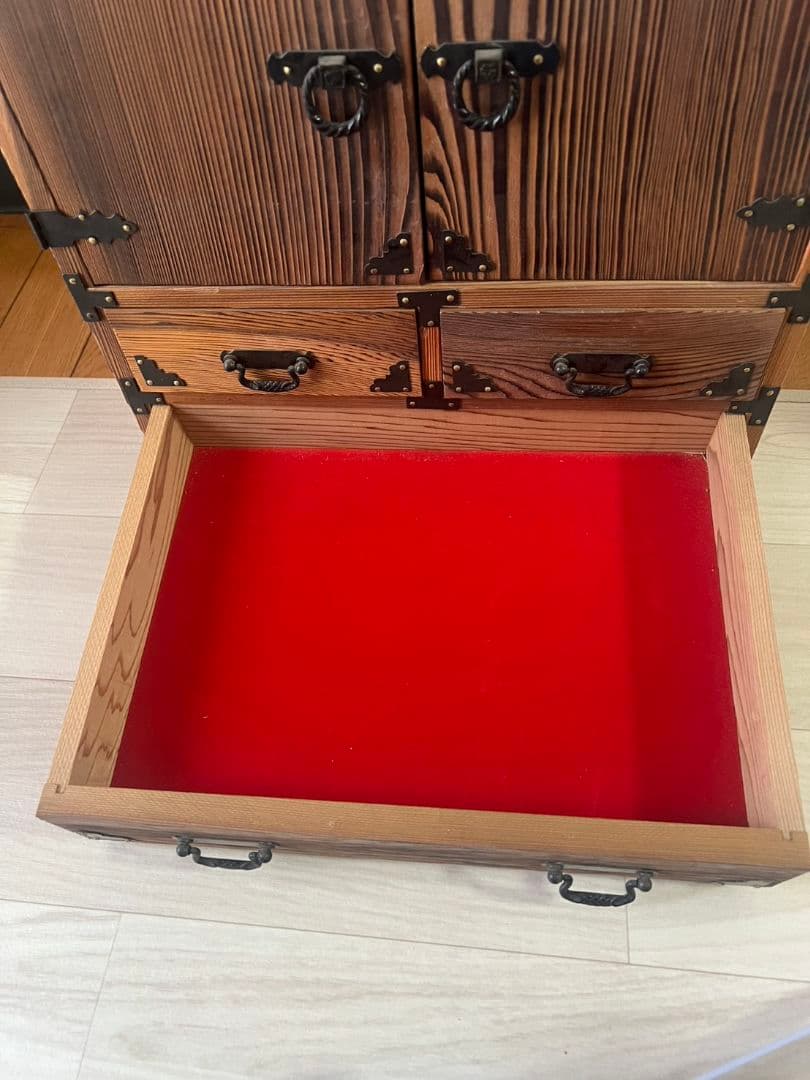 アンティーク　焼杉仕上げの和風ミニ箪笥