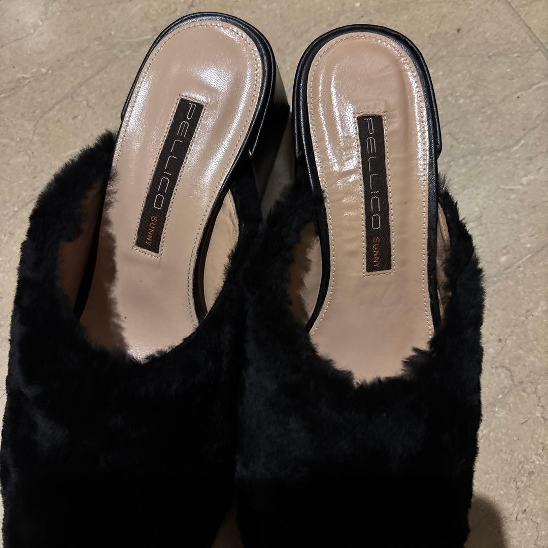 【美品】PELLICO SUNNY ムートン　ミュール　サボ　ボア　黒