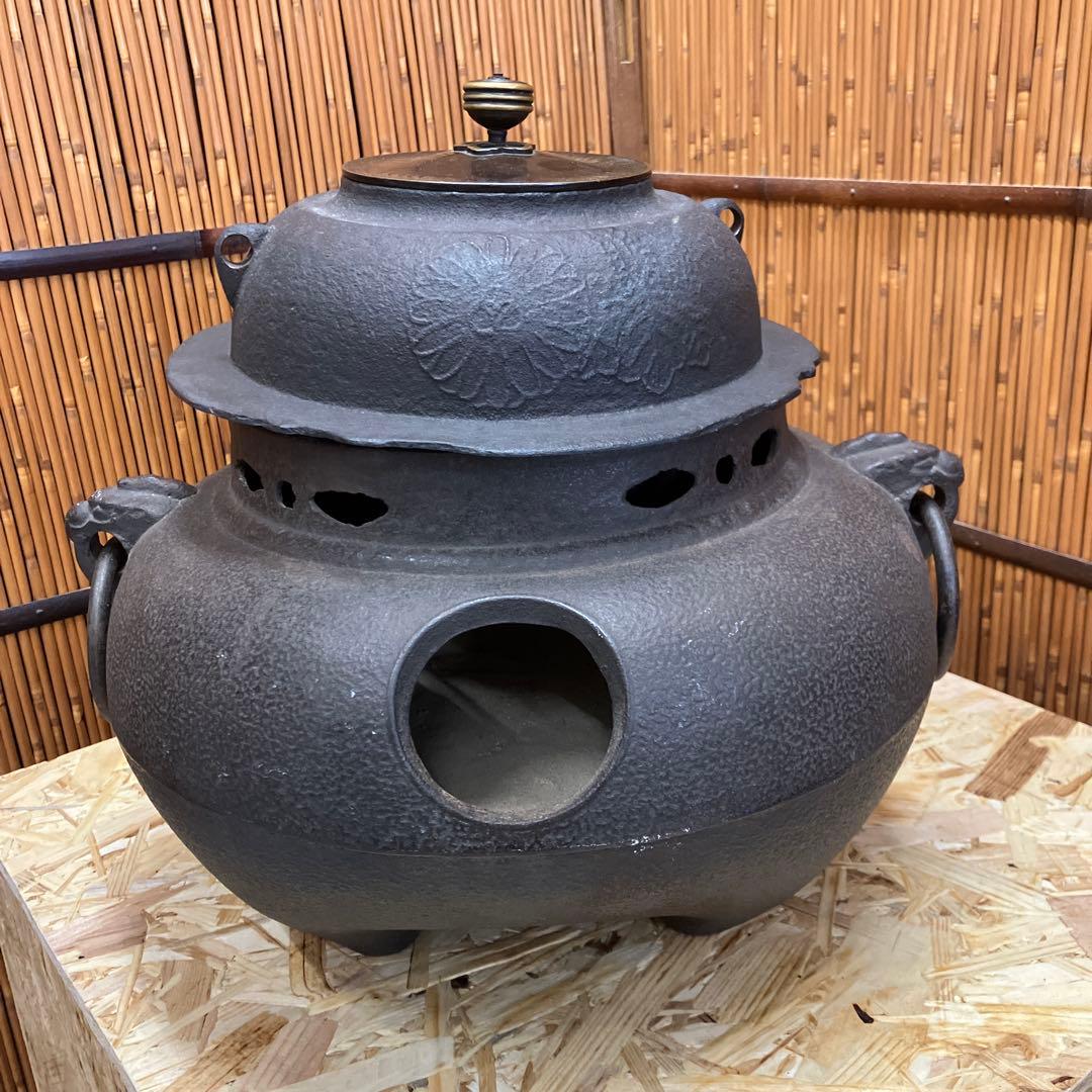 茶道具　黒鋼　炉➕釜セット　N1036RK
