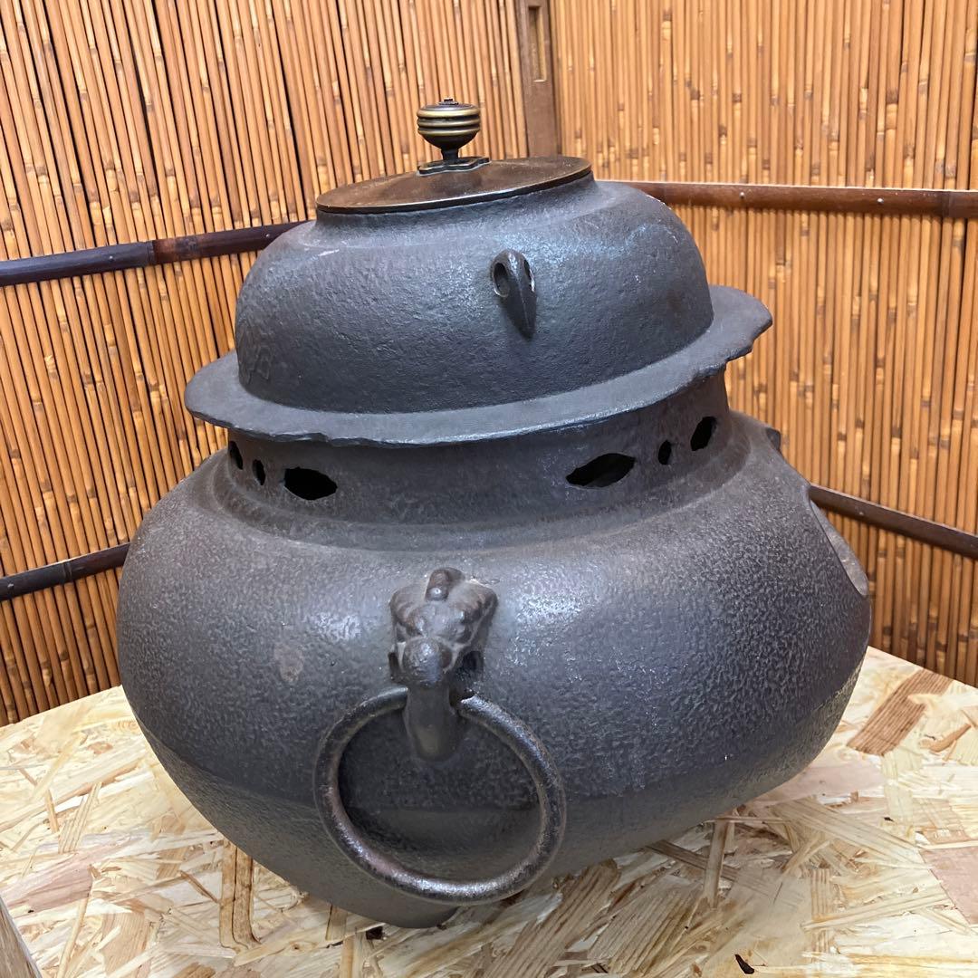 茶道具　黒鋼　炉➕釜セット　N1036RK