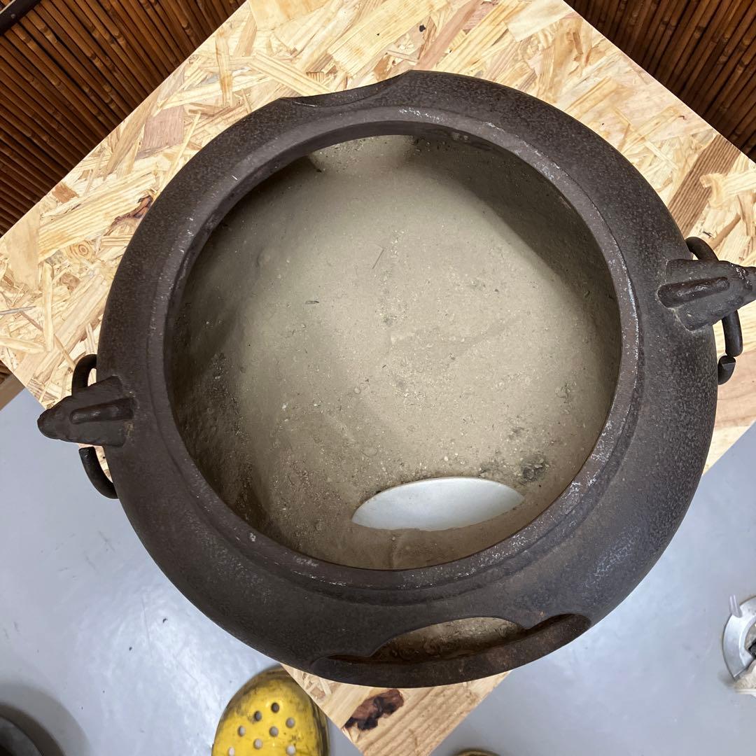 茶道具　黒鋼　炉➕釜セット　N1036RK