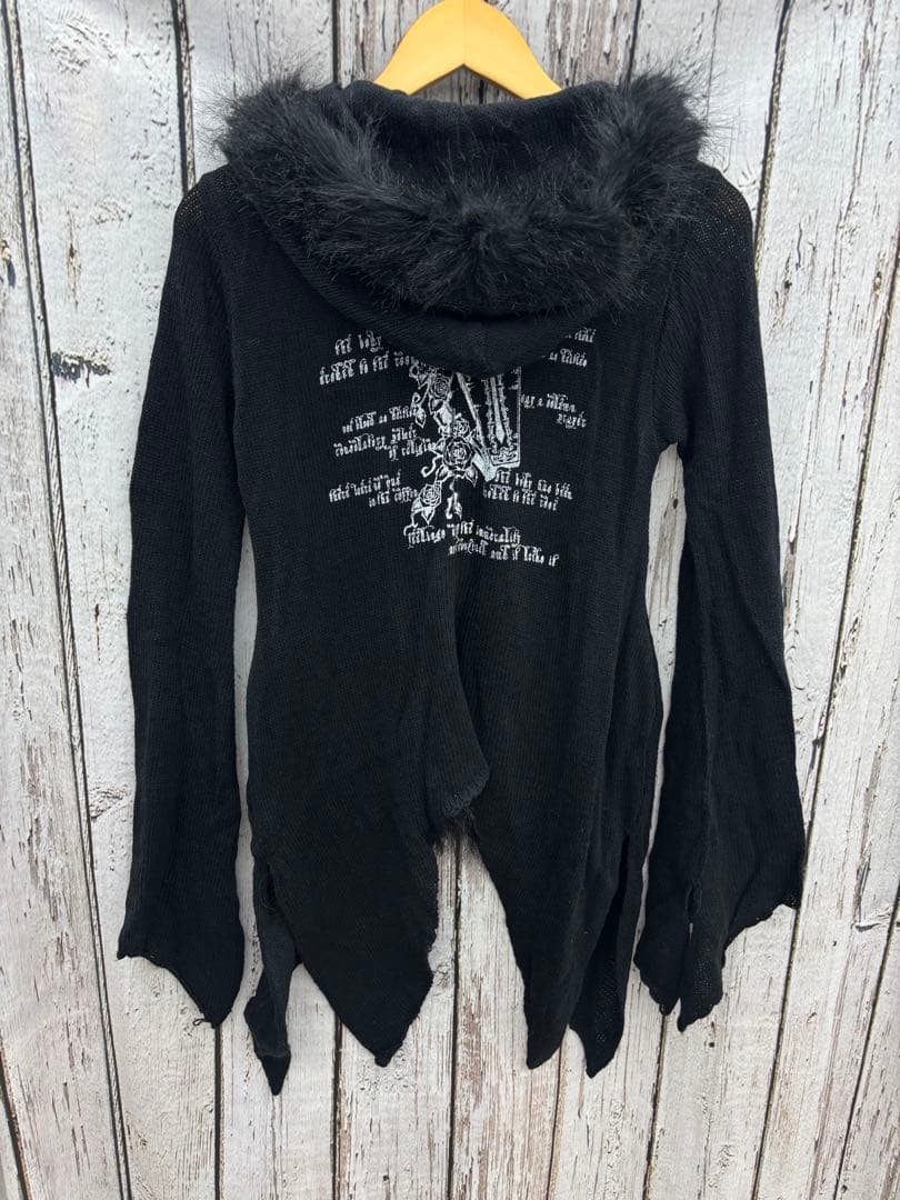 【Y57】h.naoto blood ファー付き 変形カーディガン