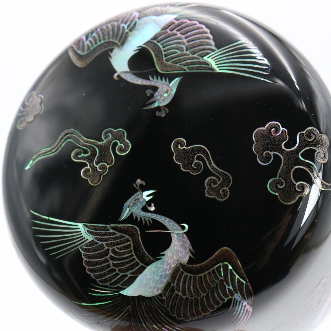 閔鍾泰作 鳳凰図青貝 大棗 螺鈿細工 韓国美術 茶道具 共箱　V1001