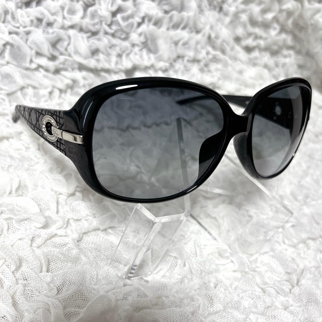 希少✨ラインストーン　Dior ブラック ラウンド型 サングラス　クロコ
