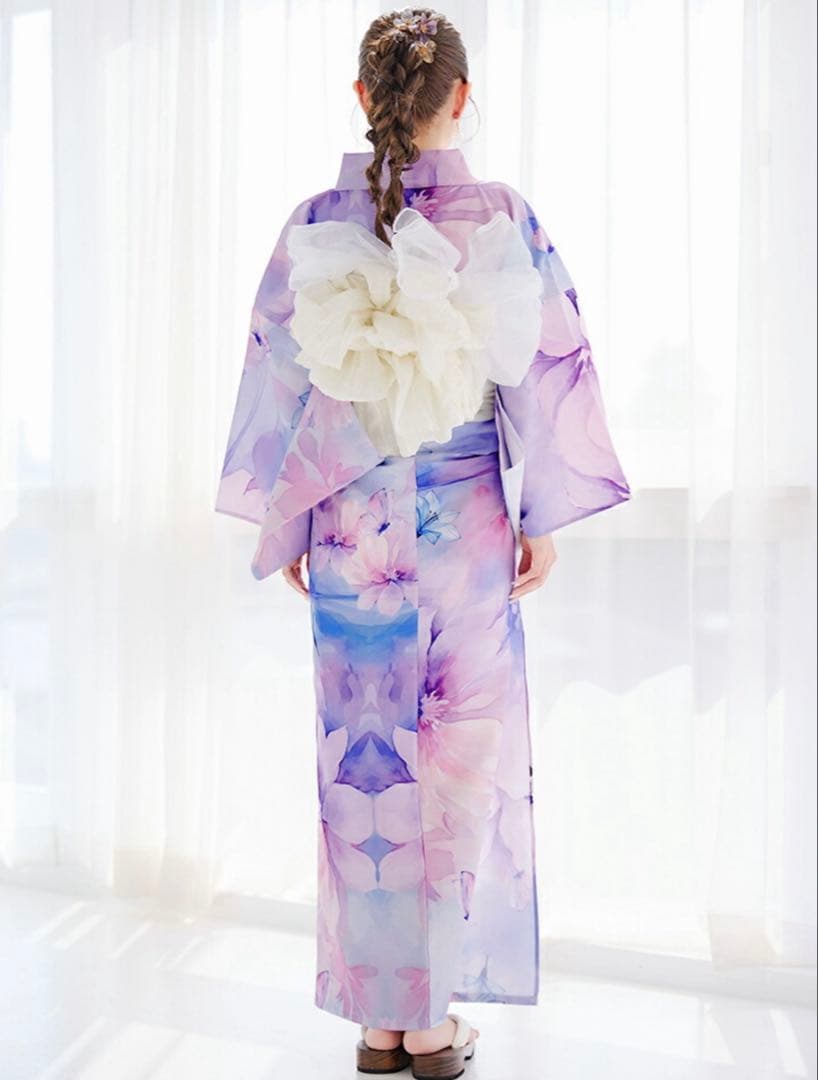 水彩フラワー柄浴衣
