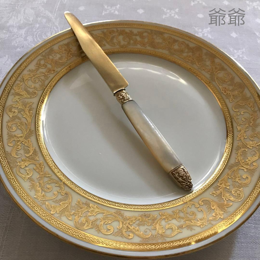 フランス／純銀製／M.O.P 白蝶貝ハンドル ヴェルメイユ／ナイフ１本 (A)