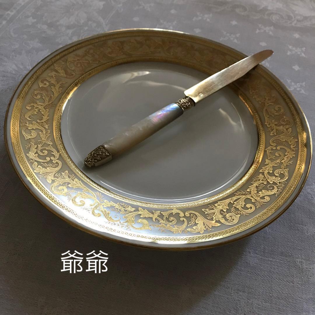 フランス／純銀製／M.O.P 白蝶貝ハンドル ヴェルメイユ／ナイフ１本 (A)