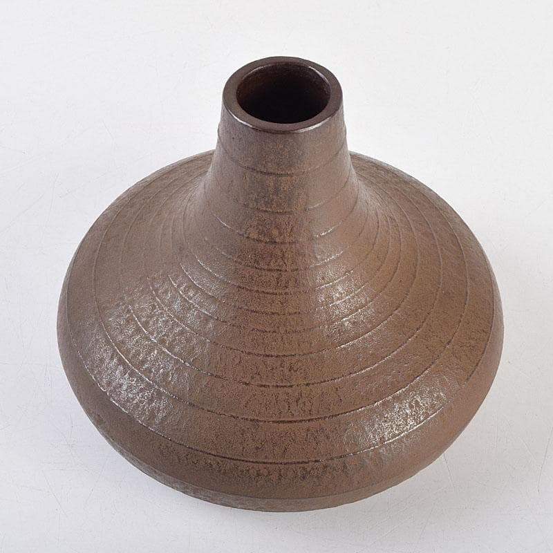 南部鉄器　御釜師　鈴木盛久作　波紋花器　重さ約1015g　共箱　M　R9373