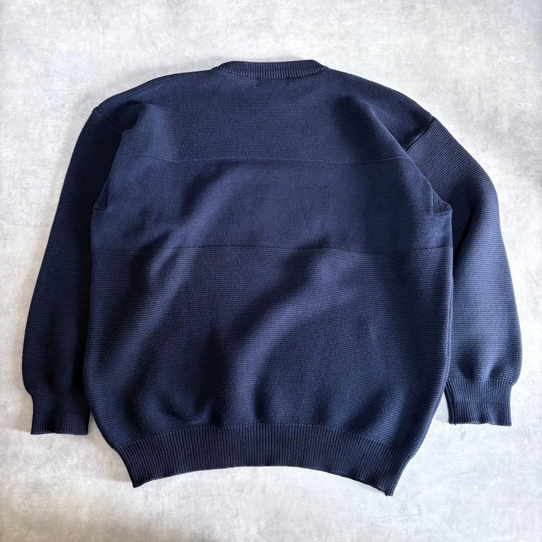 Burberrys 英国製 クレスト刺繍 ホースロゴ コットンニット ネイビー