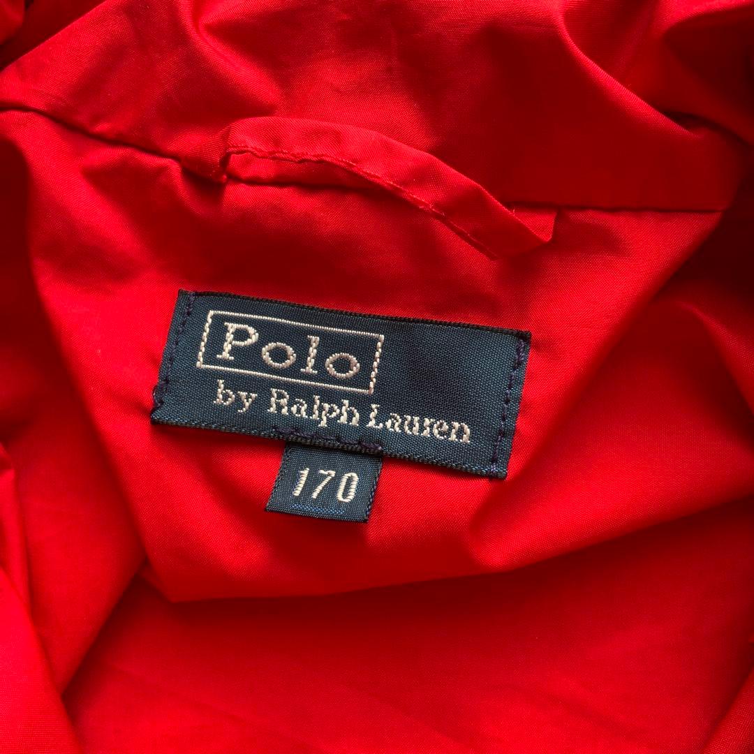 ポロバイラルフローレン　フード内蔵　ブルゾン170赤×ネイビー　ビッグポニー刺繍