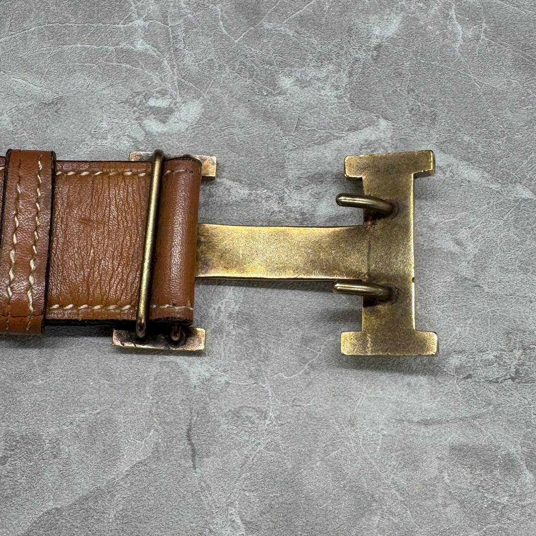 やや難あり　HERMES コンスタンスベルト ブラウン レザーベルト