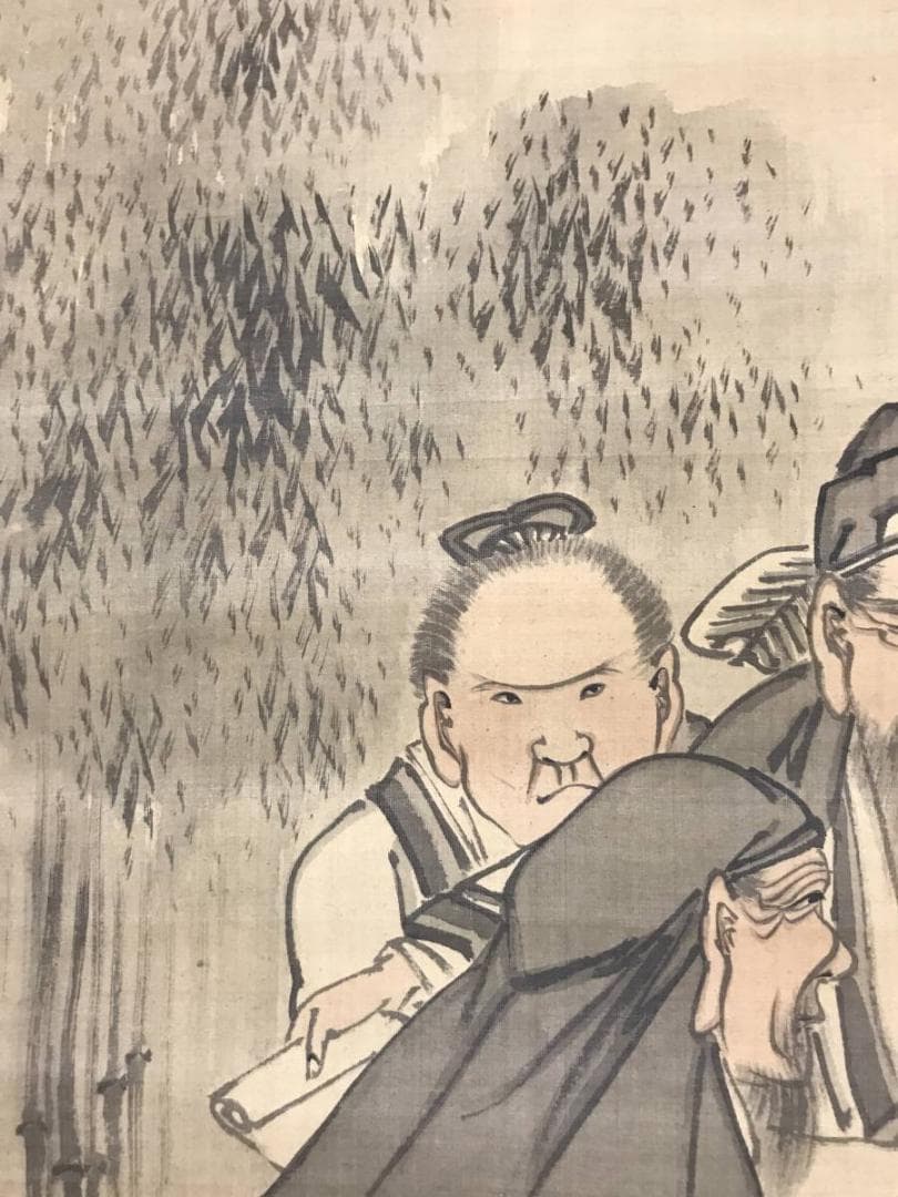 【真作】古市金峨/竹林七賢人/人物図/掛軸/名家伝来/AC-620