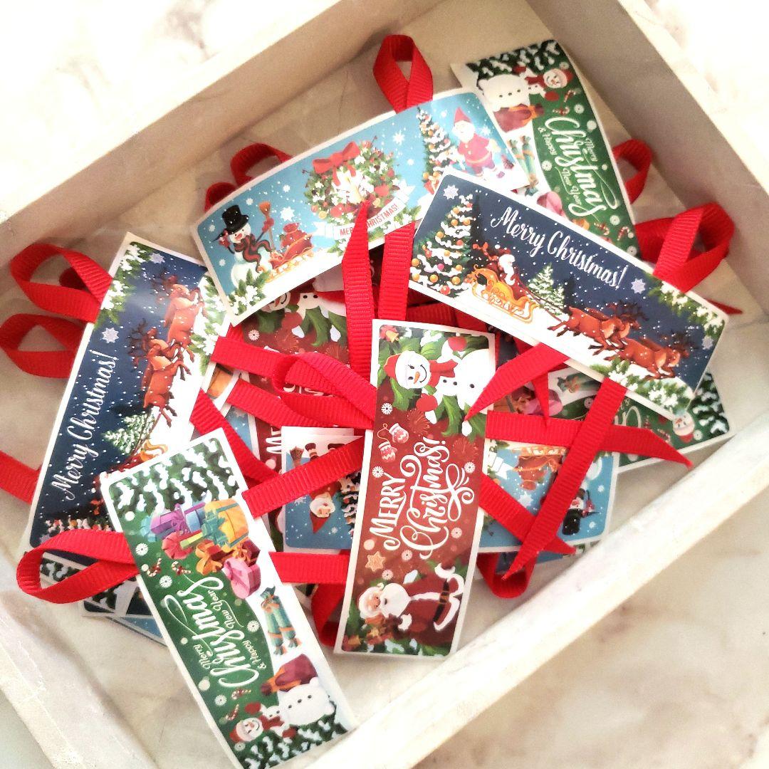 No.234　リボン付きサンキューシール　リボンシール　ギフトシール　クリスマス