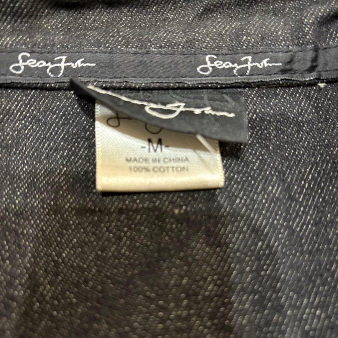 希少 極美品 SEAN JOHN オーバーオール M 黒デニムツナギ刺繍 当時物