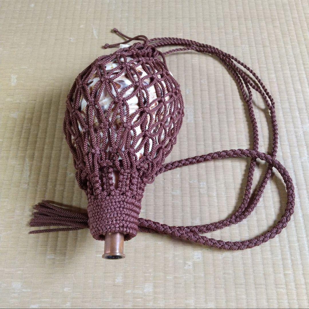 法螺貝　袋　中　ワインレッド色　七宝編み