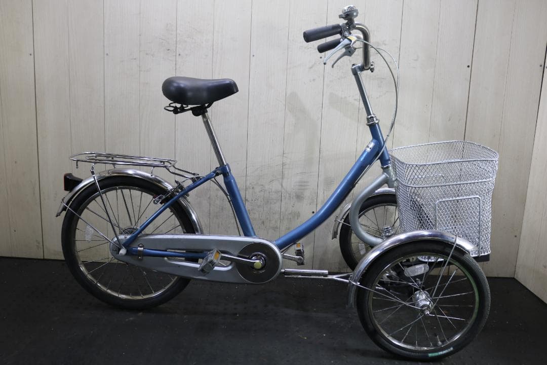 青い三輪シティサイクル 前カゴ付き