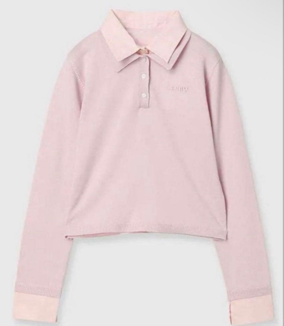 eimy istoire ダブルカラーデザインニット ピンク