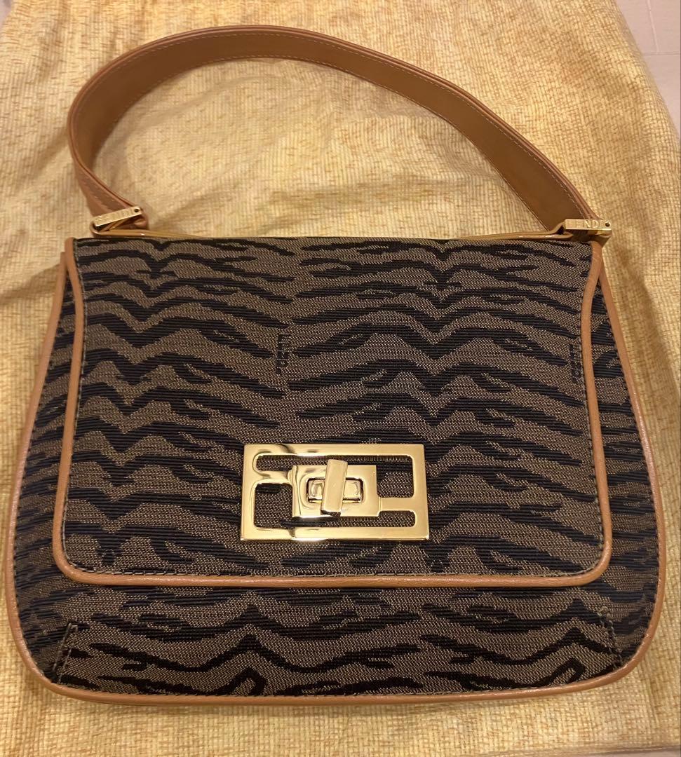 FENDI フェンディ ヴィンテージ ハンドバッグ ブラウン　タイガー