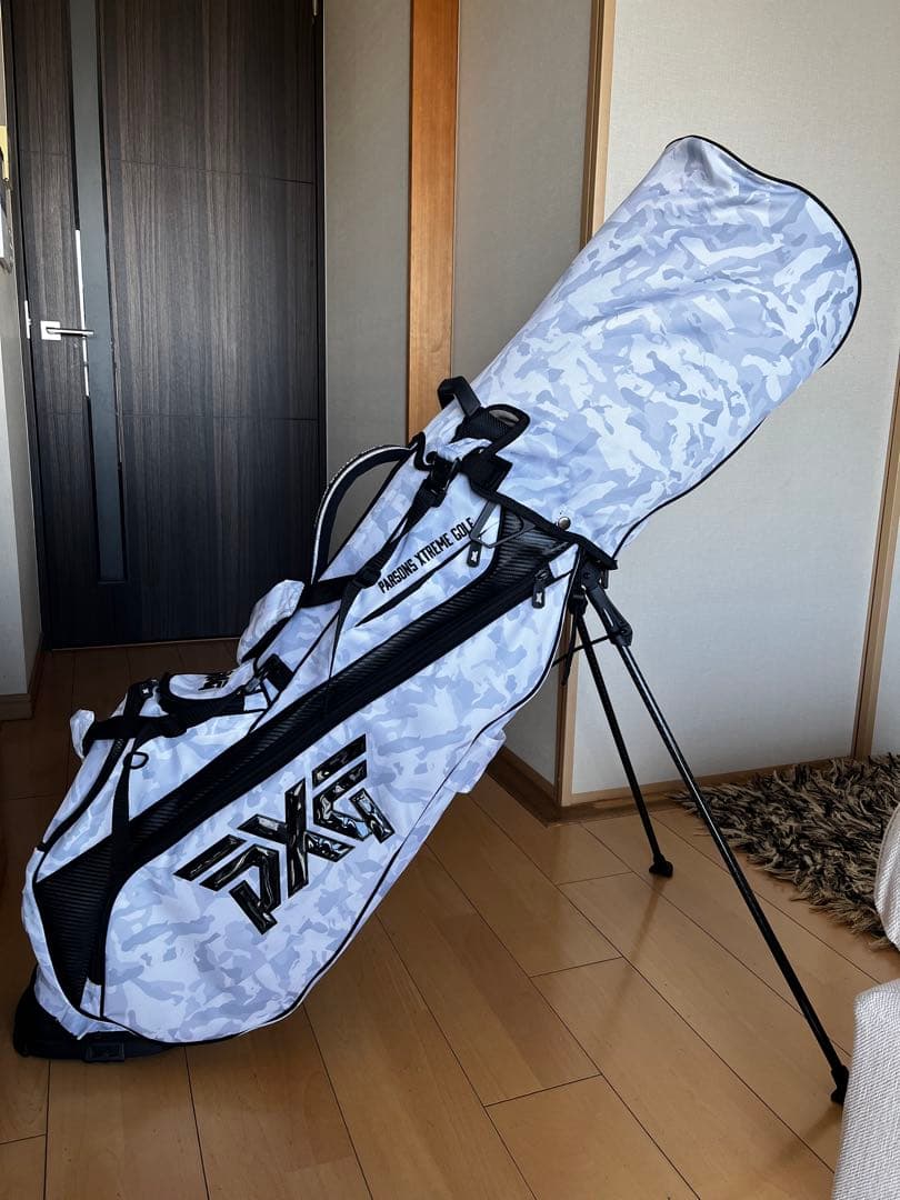 美品pxg スタンド型キャディバッグ　迷彩柄　カモフラ　ライトグレー　9型　軽量