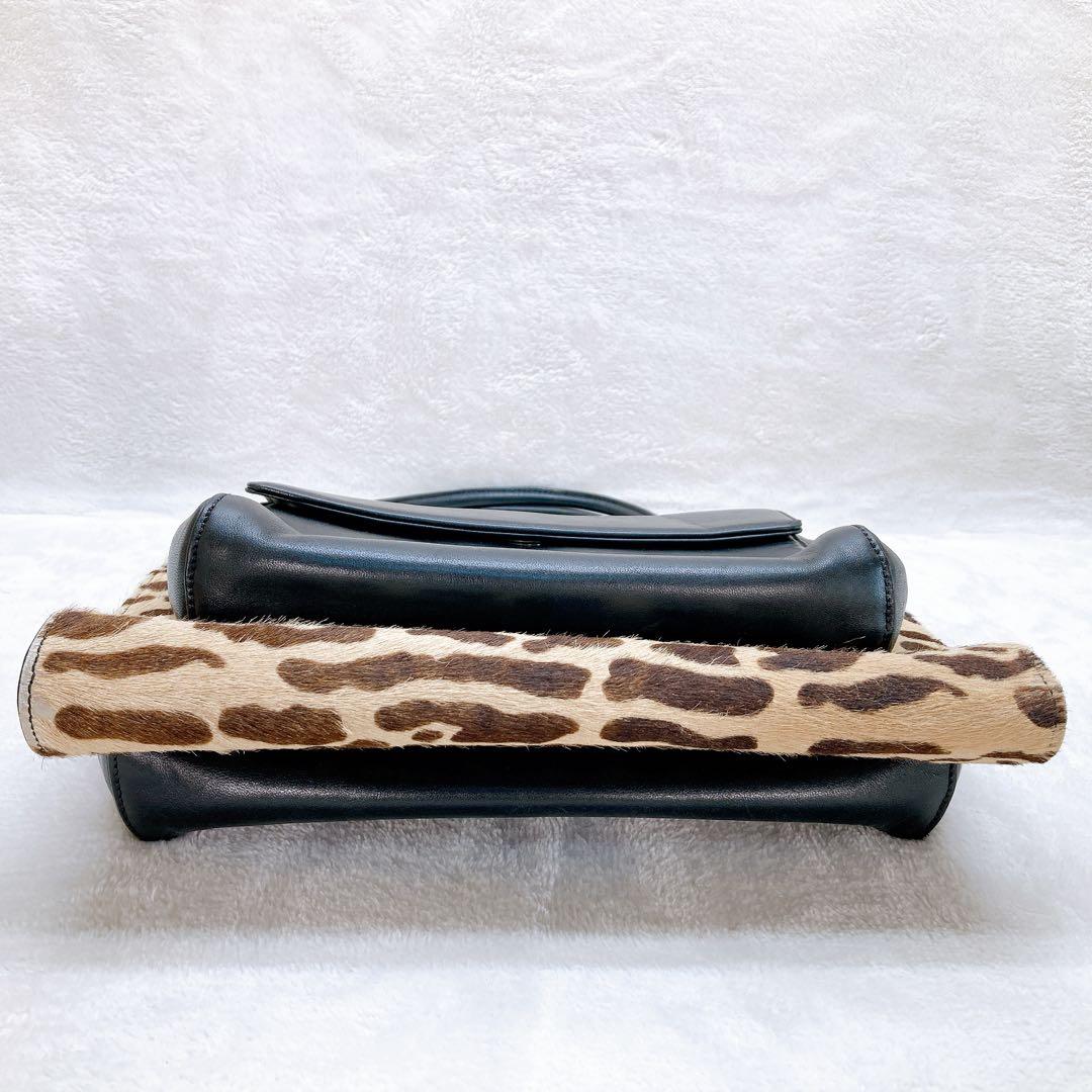 ✨美品✨ヴェルサーチ ハンドバッグ ハラコ レオパード メデューサ リバーシブル