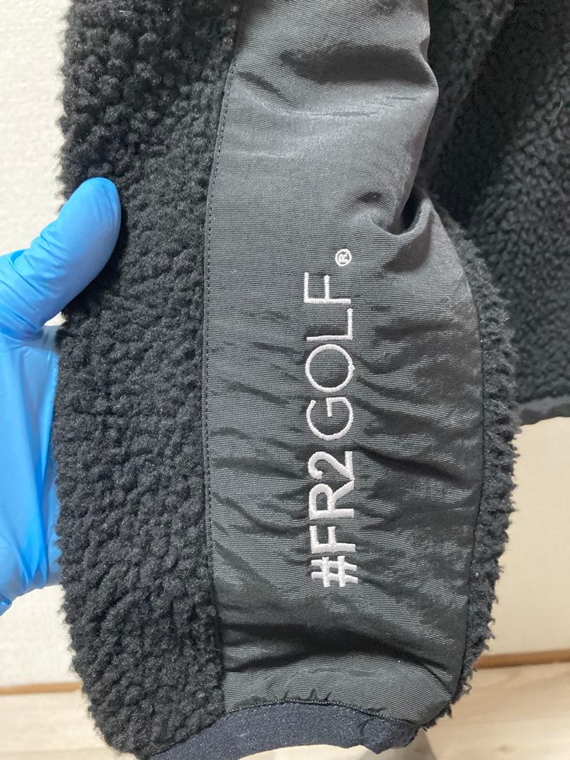 #FR2 GOLF ボアフリース ロゴ バックプリント 黒 ゴルフフェア 冬春秋