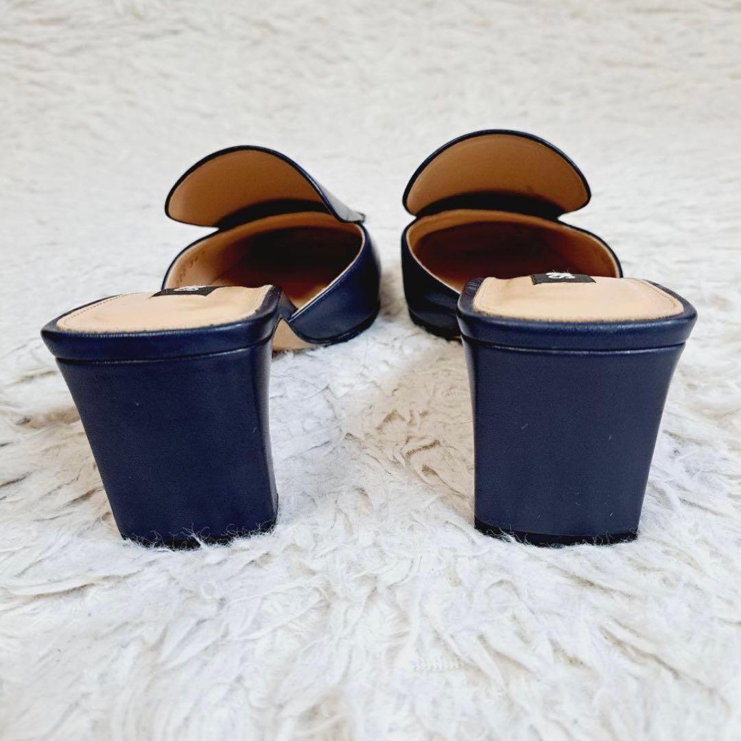 sergio rossi ネイビー スクエアトゥ ミュール