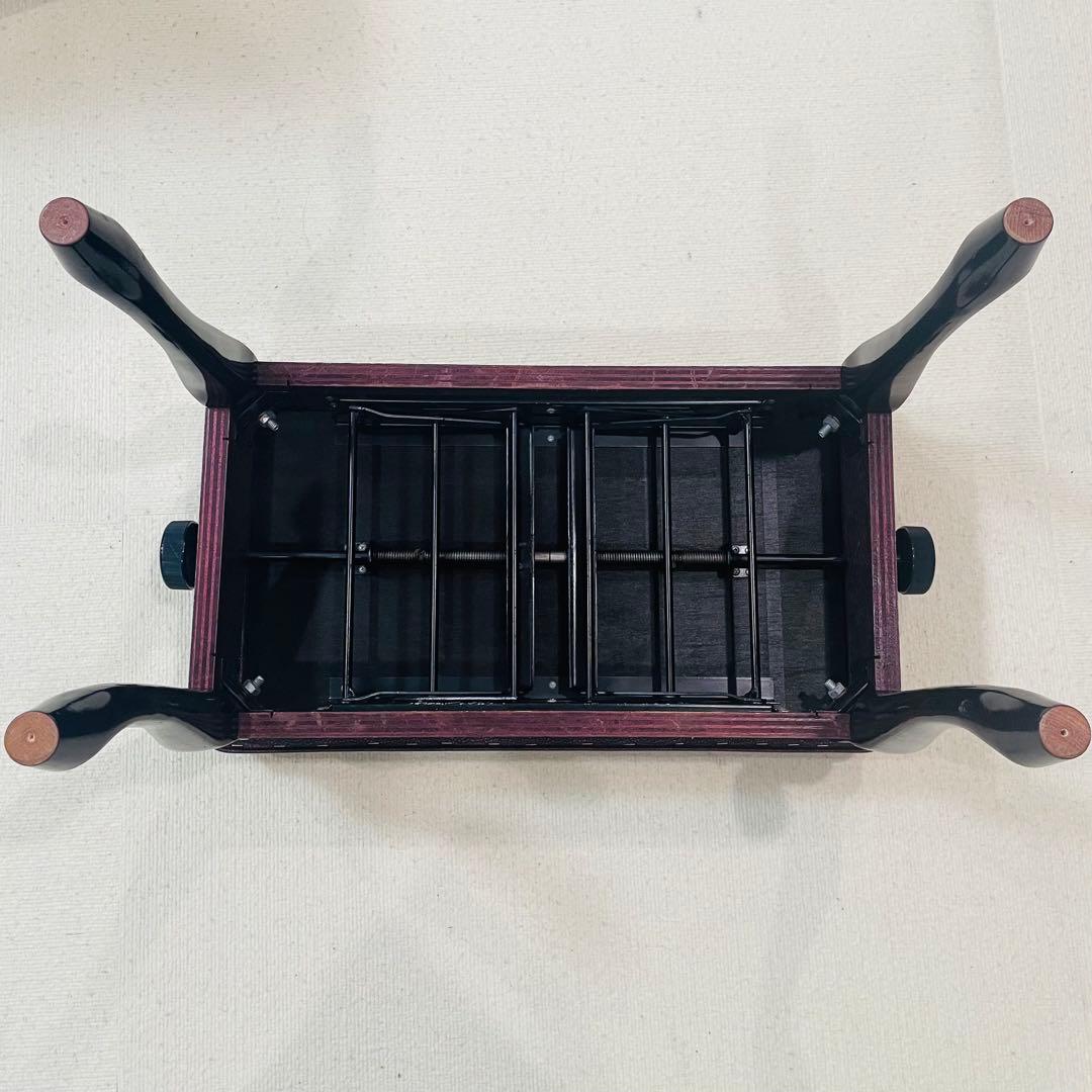 猫脚ピアノ椅子　昇降式　スツール　ワインレッド　アンティーク　シートカバー付き