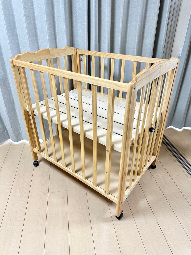 大和屋 パタン 折りたたみ ミニ ベビーベッド ナチュラル