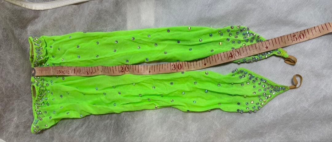 社交ダンス 白樺 ラテンドレス 黄緑 蛍光 M