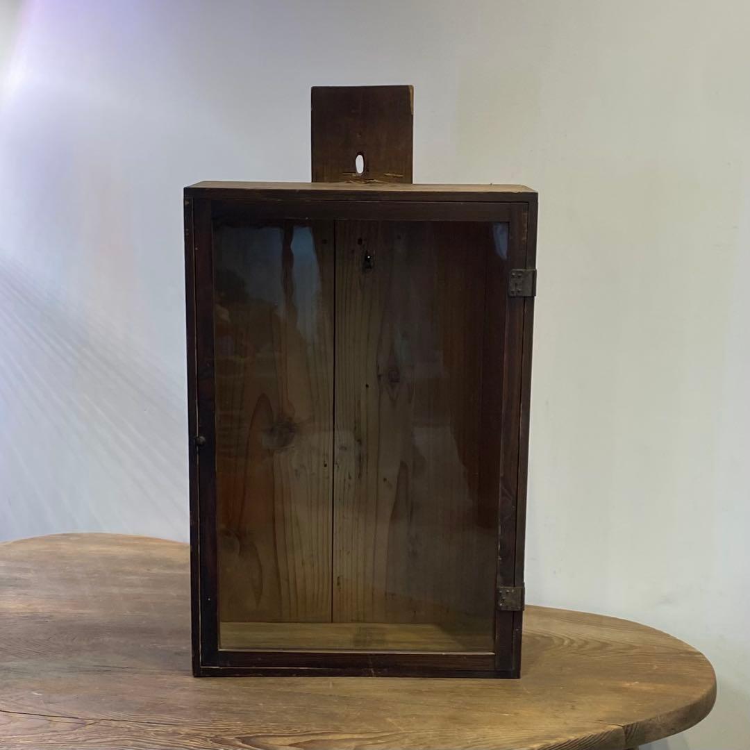 明治29年 ガラス扉の木製ケース アンティーク