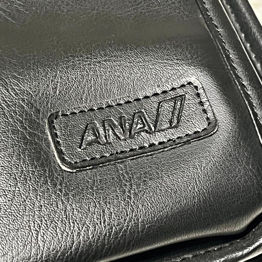 美品✨ANA 2way ビジネスバッグ オールレザー 大容量 2層式 ブラック