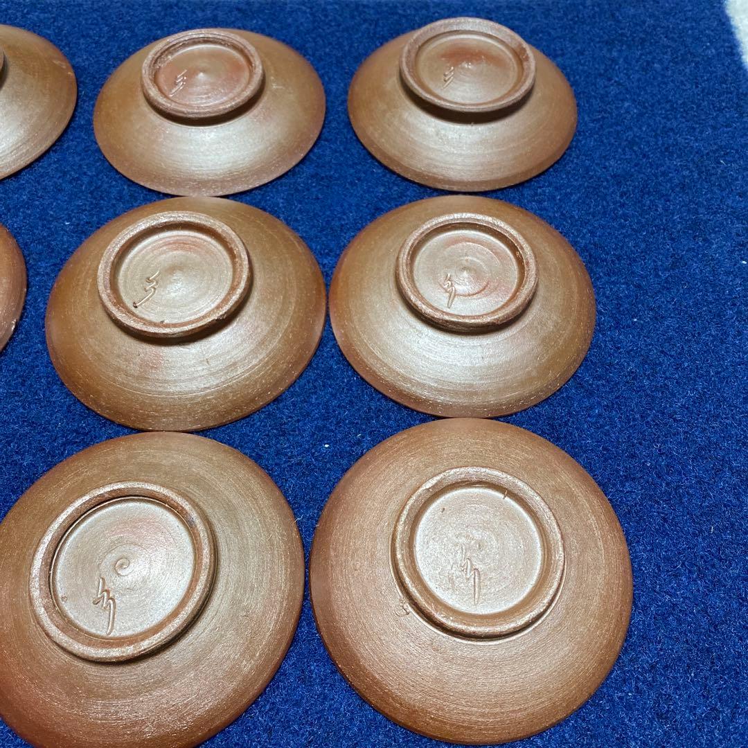 備前焼　干支小皿・盃　12枚揃い　昭和・平成もの　共箱なし　陶印あり