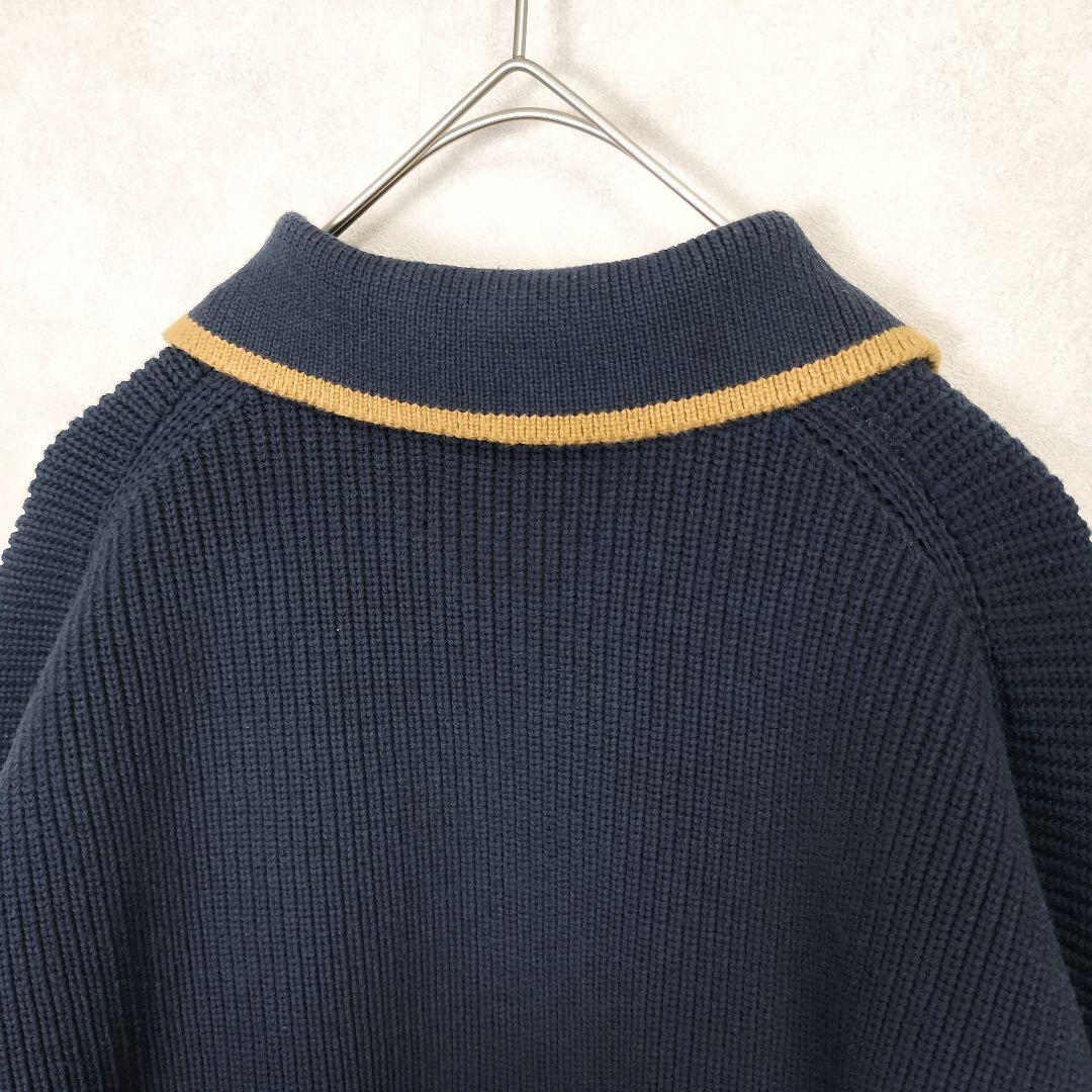 フレッドペリー レイビームス 別注 ネイビー チップドカラーカーディガン