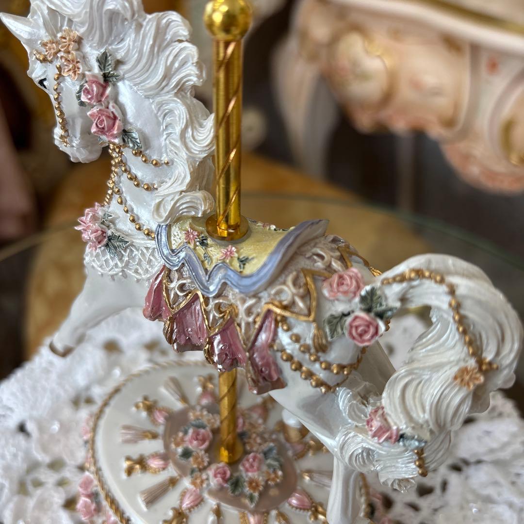 回転式オルゴール 白馬 ルブの森★