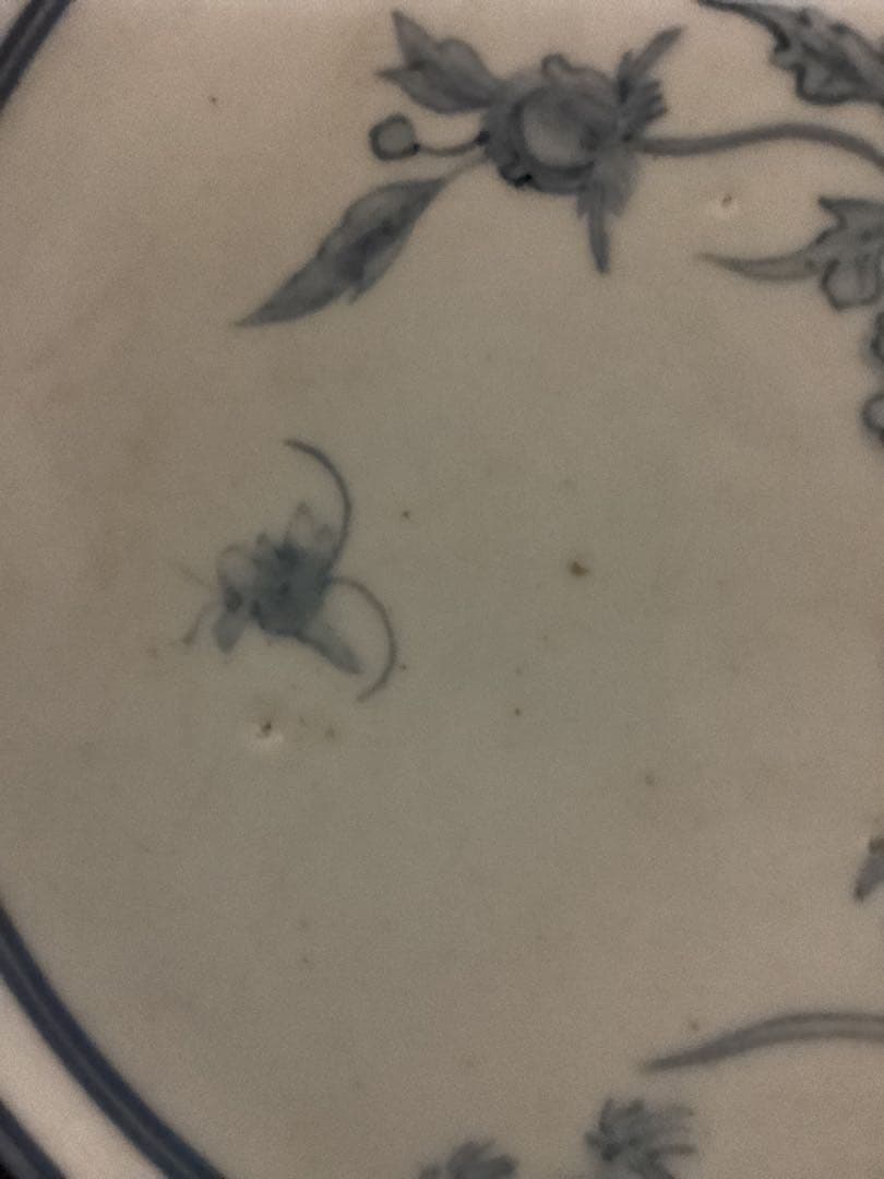 初期伊万里　染付花文江戸期皿　骨董古美術コレクション品幅約20.5cm