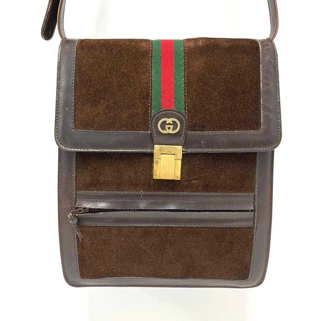 ヴィンテージ☆グッチ☆パフューム☆ショルダーバッグ☆シェリーライン☆革☆ブラウン