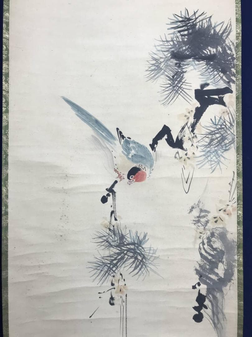 真作/狩野岑信/桃仙人花鳥図/東方朔/尾長鳥図/三幅対/名家伝来/AE-205