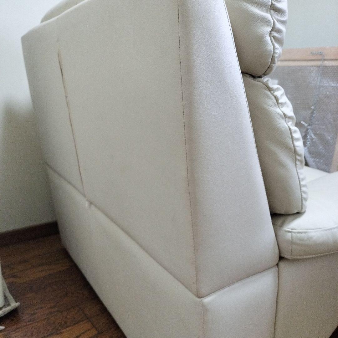 ソファー　一人掛け　オールレザー　ホワイト　本革