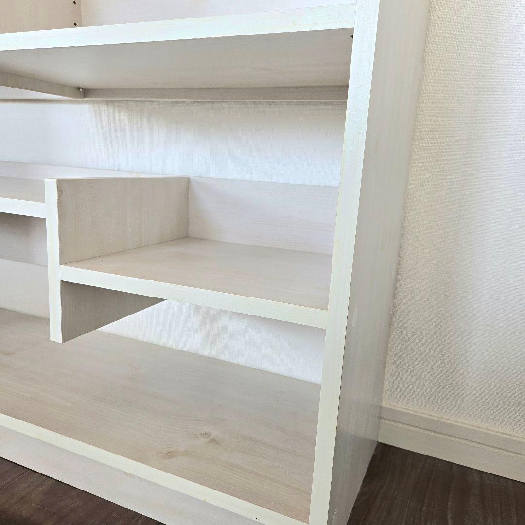 本棚 完成品 ホワイト 組み立て不要 ブックシェルフ ラック 白 木目調 ウッド