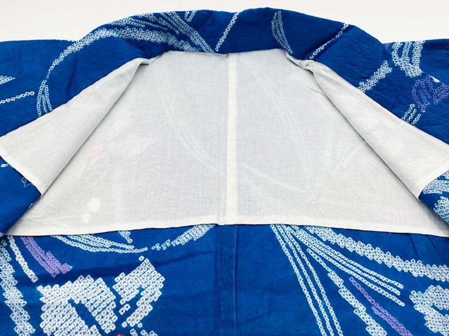 値下げ‼️ 213　中古品　綿　総絞り　ゆかた　有松鳴海絞り　手縫い　Sサイズ